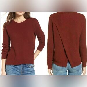 Madewell Province Cross-Back Burgundy Pullover Sweater Size XS Crew Neck Waffle